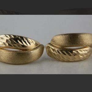 Unique Dual Textured Solid 10K Earrings